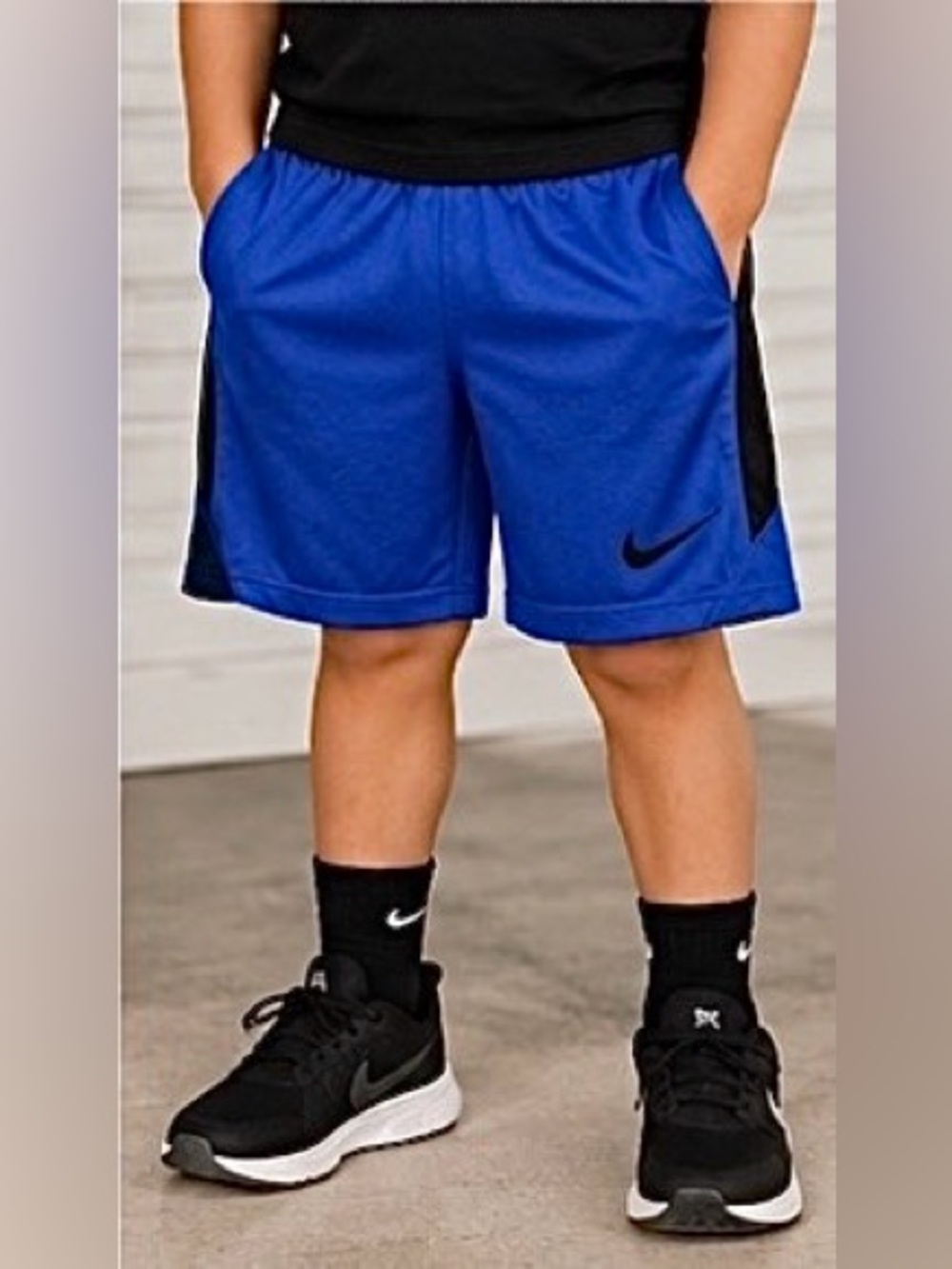 Nike Boys Blue Athletic Shorts with Black Trim